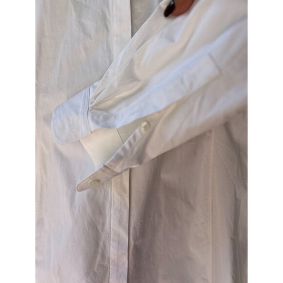 NEW Theory White Shirt Mini Dress 10 Soream A-Line Button Down Stretch ($395) - Picture 12 of 13